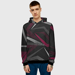 Толстовка-худи мужская Цветные линии, цвет: 3D-черный — фото 2