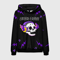 Толстовка-худи мужская Crystal Castles неоновый череп, цвет: 3D-черный