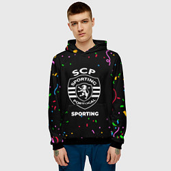 Толстовка-худи мужская Sporting конфети, цвет: 3D-черный — фото 2