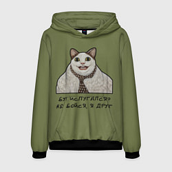Толстовка-худи мужская Кот Бу - мем, цвет: 3D-черный