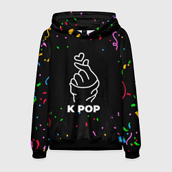 Толстовка-худи мужская K Pop конфети, цвет: 3D-черный