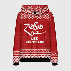 Толстовка-худи мужская Новогодний Led Zeppelin, цвет: 3D-черный