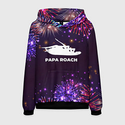 Толстовка-худи мужская Праздничный Papa Roach, цвет: 3D-черный