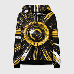 Толстовка-худи мужская Чёрно-жёлтая сфера киберпанк, цвет: 3D-черный