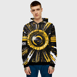 Толстовка-худи мужская Чёрно-жёлтая сфера киберпанк, цвет: 3D-черный — фото 2