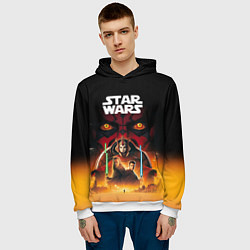 Толстовка-худи мужская Звездные войны - Скрытая угроза, цвет: 3D-белый — фото 2
