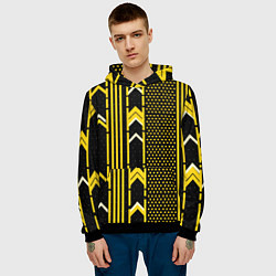 Толстовка-худи мужская Жёлтые обои на чёрном фоне, цвет: 3D-черный — фото 2