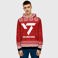 Толстовка-худи мужская Новогодний Seventeen, цвет: 3D-черный — фото 2