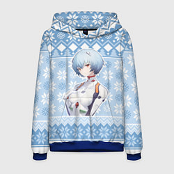 Толстовка-худи мужская Rei christmas sweater Evangelion, цвет: 3D-синий