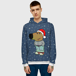 Толстовка-худи мужская Новогодний чиловый парень, цвет: 3D-белый — фото 2