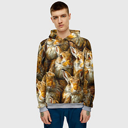 Толстовка-худи мужская Зайцы, цвет: 3D-меланж — фото 2