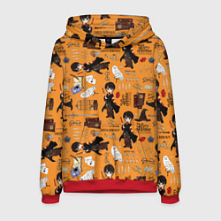 Толстовка-худи мужская Гарри Поттер паттерн, цвет: 3D-красный