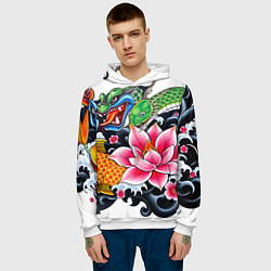 Толстовка-худи мужская Иредзуми на белом фоне, цвет: 3D-белый — фото 2