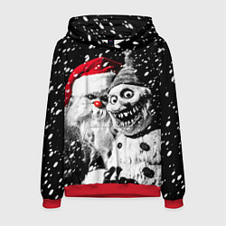 Толстовка-худи мужская Страшный Санта и страшный снеговик, цвет: 3D-красный