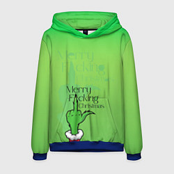 Толстовка-худи мужская Гринч merry fucking christmas, цвет: 3D-синий