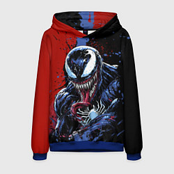 Толстовка-худи мужская Веном черно красный, цвет: 3D-синий