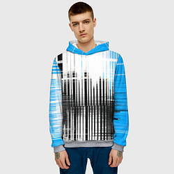 Толстовка-худи мужская Сине-чёрный гранж на белом фоне, цвет: 3D-меланж — фото 2