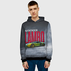Толстовка-худи мужская Итальянский гиперкар Lambo Aventador, цвет: 3D-черный — фото 2
