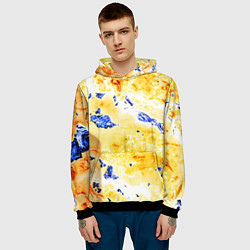 Толстовка-худи мужская Сине-золотая абстракция, цвет: 3D-черный — фото 2
