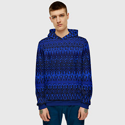 Толстовка-худи мужская Чёрно-синий узоры, цвет: 3D-синий — фото 2