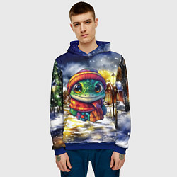 Толстовка-худи мужская Новогодняя змейка милая, цвет: 3D-синий — фото 2