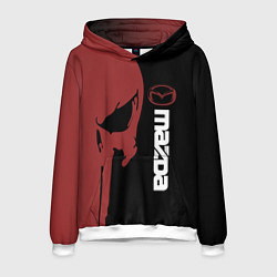 Толстовка-худи мужская Mazda и череп, цвет: 3D-белый