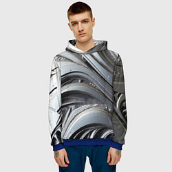 Толстовка-худи мужская Полированный серебряный металл, цвет: 3D-синий — фото 2