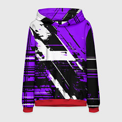 Толстовка-худи мужская Diagonal black and white stripes on a purple backg, цвет: 3D-красный