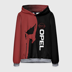 Толстовка-худи мужская Опель и череп, цвет: 3D-меланж