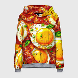 Толстовка-худи мужская Яичница с беконом, цвет: 3D-меланж