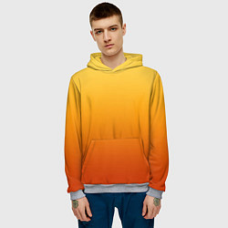 Толстовка-худи мужская Градиент мягкий жёлто-оранжевый, цвет: 3D-меланж — фото 2