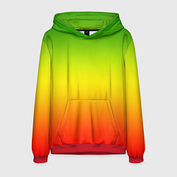 Толстовка-худи мужская Градиент сочный зелёно-жёлто-красный, цвет: 3D-красный