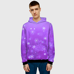 Толстовка-худи мужская Резные снежинки глитч, цвет: 3D-черный — фото 2