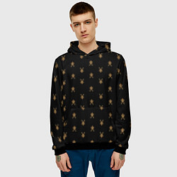 Толстовка-худи мужская Золотая маска кролика на черном, цвет: 3D-черный — фото 2