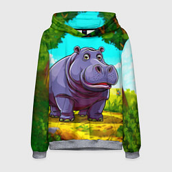 Толстовка-худи мужская Гиппопотамчик, цвет: 3D-меланж
