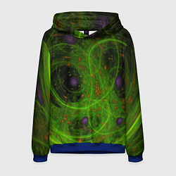 Толстовка-худи мужская Зелёный дым абстракция, цвет: 3D-синий