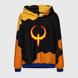 Толстовка-худи мужская Квейк соты огненное лого, цвет: 3D-синий