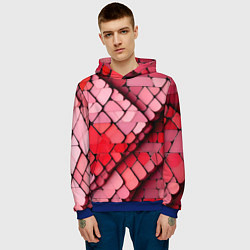Толстовка-худи мужская Красные рельефные плитки, цвет: 3D-синий — фото 2