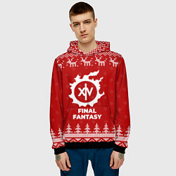 Толстовка-худи мужская Новогодний Final Fantasy с оленями, цвет: 3D-черный — фото 2