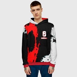 Толстовка-худи мужская Rainbow six краски абстрактные, цвет: 3D-красный — фото 2