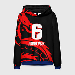 Толстовка-худи мужская Rainbow six dragon fire logo, цвет: 3D-синий