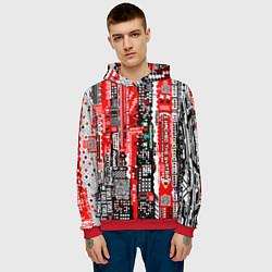 Толстовка-худи мужская Киберпанк паттерн красный, цвет: 3D-красный — фото 2