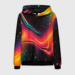 Толстовка-худи мужская Жидкая пленка в блестках - нейросеть, цвет: 3D-черный