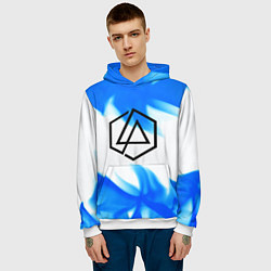 Толстовка-худи мужская Linkin park blue flame, цвет: 3D-белый — фото 2