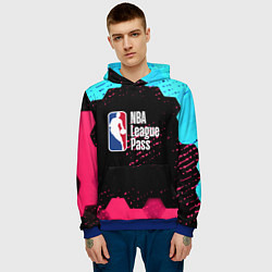 Толстовка-худи мужская NBA баскетбол соты неон, цвет: 3D-синий — фото 2