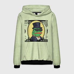 Толстовка-худи мужская Pepe is the main cryptocurrency, цвет: 3D-черный