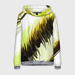 Толстовка-худи мужская Чёрно-жёлтые острые полосы на белом фоне, цвет: 3D-меланж