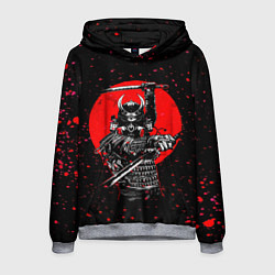 Толстовка-худи мужская Кровавый самурай и луна, цвет: 3D-меланж