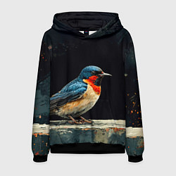 Толстовка-худи мужская Ласточка, цвет: 3D-черный