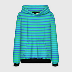 Толстовка-худи мужская Полосатый сине-зелёный, цвет: 3D-черный